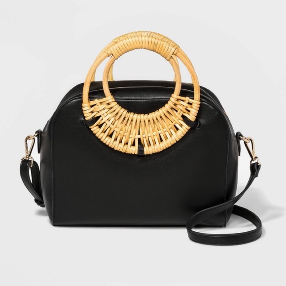 a new day Handbags - A•New•Day Rattan Circle Handle Satchal Handbag